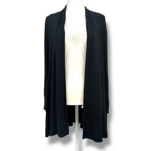 Renee C Bamboo Viscose Jersey Knit Cardigan 3XL Black Open Front Drape USA